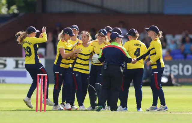 South East Stars celebrate after beating Southern Vipers