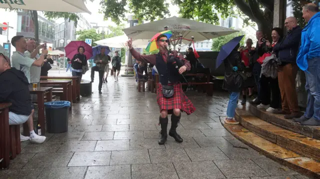 Scotland fans in Stuttgart. Scotland will face Hungary in their third Euro 2024 group A game on Sunday.