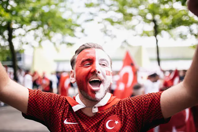 Fans of Turkey march to the stadium