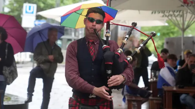 Scotland fan in Stuttgart. Scotland will face Hungary in their third Euro 2024 group A game on Sunday.