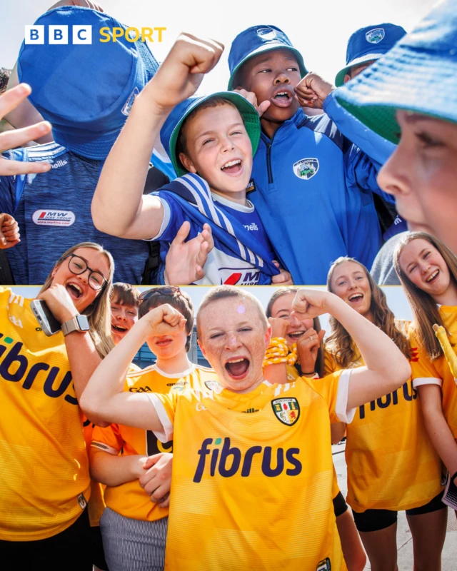 Laois and Antrim fans at Croke Park