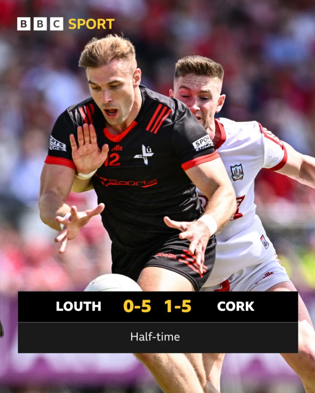 Louth 0-5 Cork 1-5 (Half-time)