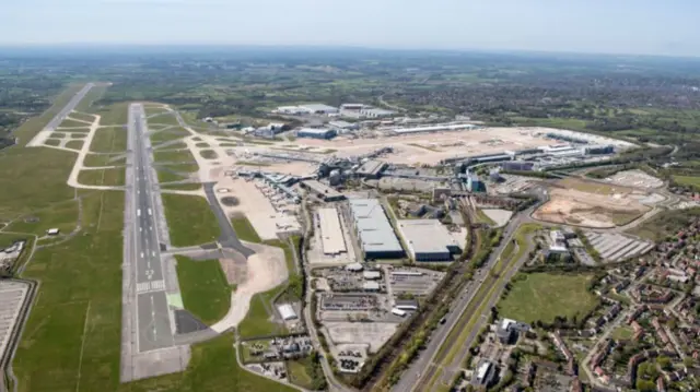 An aerial view of Manchester Airport