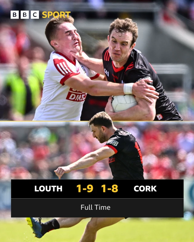 Louth 1-9 Cork 1-8 (Full Time)