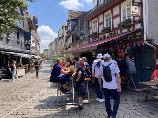 Scotland fans mix with Germans and Swiss