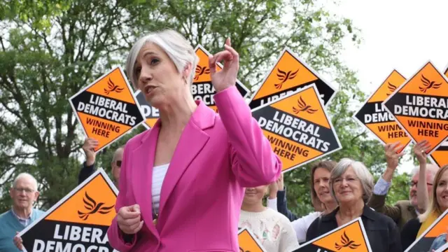 Liberal Democrat deputy leader Daisy Cooper during a campaign visit to Farncombe, in the Godalming and Ash constituency which Chancellor Jeremy Hunt is also contesting in the General Election. Picture date: Tuesday June 18, 2024