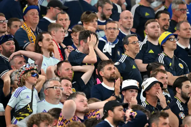 Scotland fans react to conceding a goal to Hungary