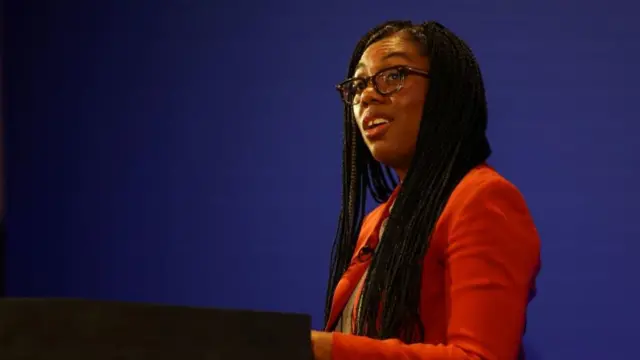 Business Secretary Kemi Badenoch speaks during a press conference