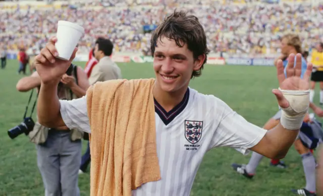 Gary Lineker after scoring a hat-trick for England against Poland at the 1986 World Cup in Mexico