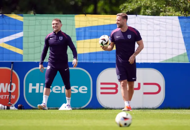 Luke Shaw and Kieran Tripper in training