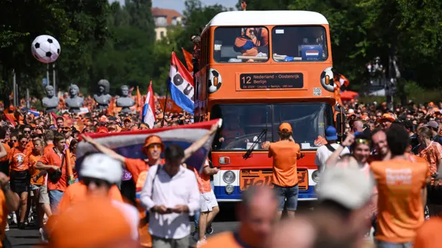 Dutch fans gather for Netherlands v Austria