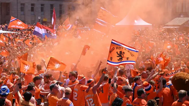 Dutch fans gather for Netherlands v Austria