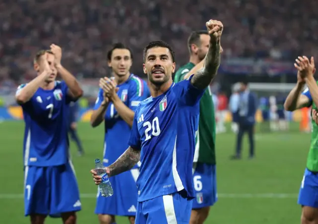 Mattia Zaccagni of Italy celebrates