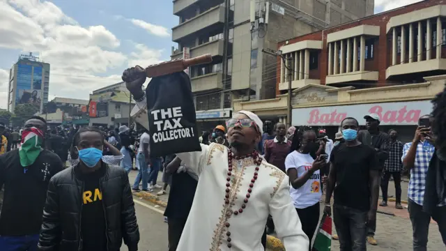 A protester in Nairobi