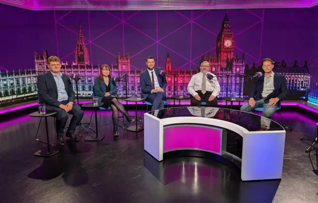 From left to right: Conservative Luke Allan Holmes, Green Party candidate Rachel Featherstone, Labour's Joe Morris, Liberal Democrat Ron Beadle and Andrew Husband from Reform UK