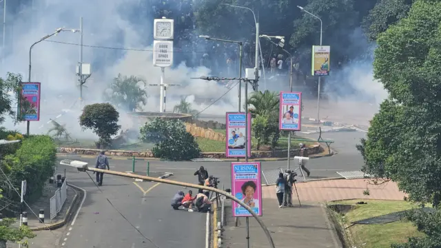 Smoke above a Nairobi street