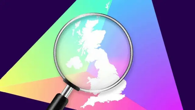 A magnifying glass looking at the map of the UK