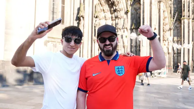 England fans in front of Cologne Cathedral.