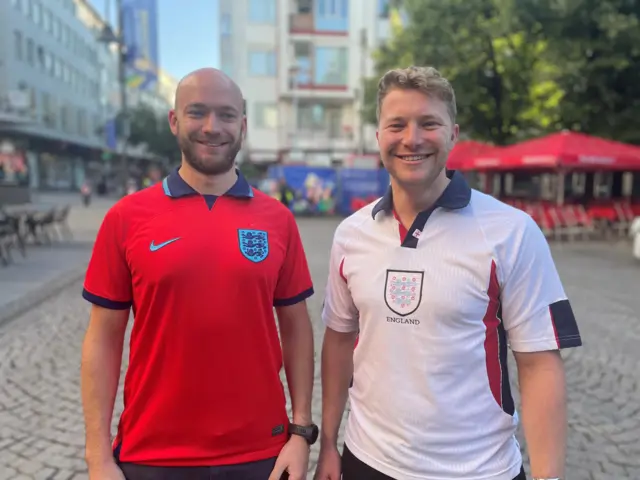 Tony Hunt (right) and Matt Roberts (left) cycled to Germany to raise money for Crohn’s and Colitis UK