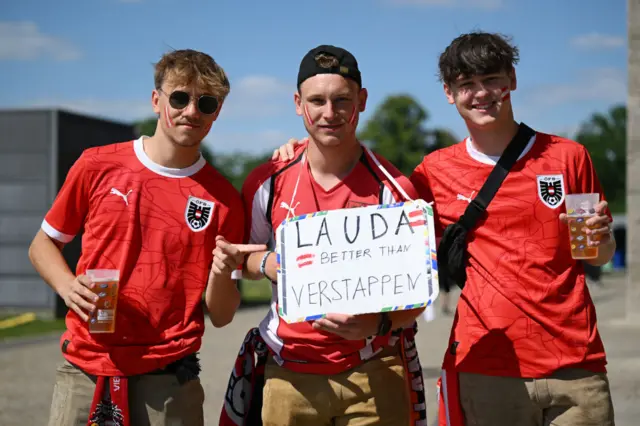 Austria fans are seen outside the Berlin stadium