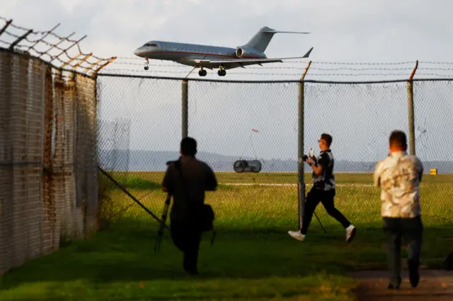 A private jet believed to be carrying WikiLeaks founder Julian Assange arrives at Saipan International Airport