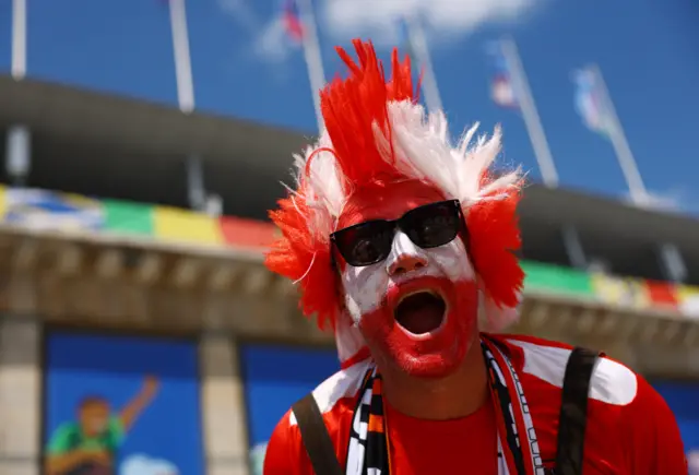 Austria fans are seen outside the Berlin stadium