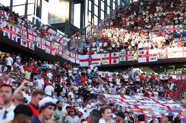 England fans swarm one end of the stadium