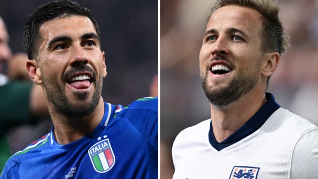 Italy goalscorer Mattia Zaccagni and England captain Harry Kane