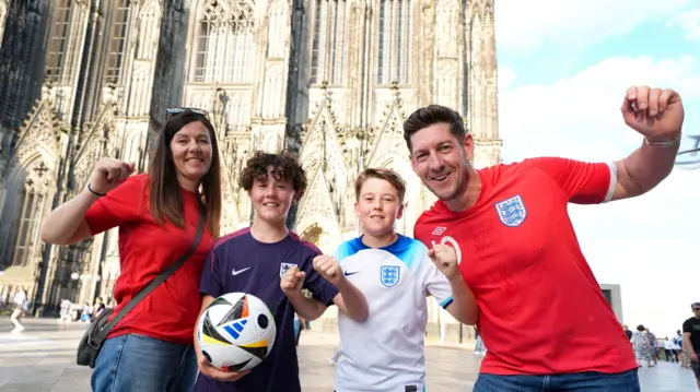 England fans in front of Cologne Cathedral.