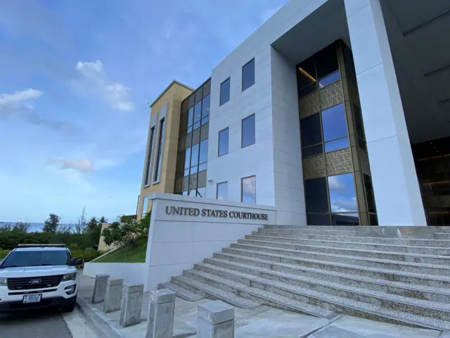 A view of the US courthouse in Saipan where Julian Assange is appearing