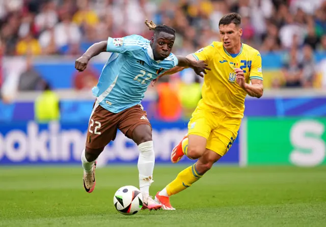 Jeremy Doku of Belgium runs with the ball