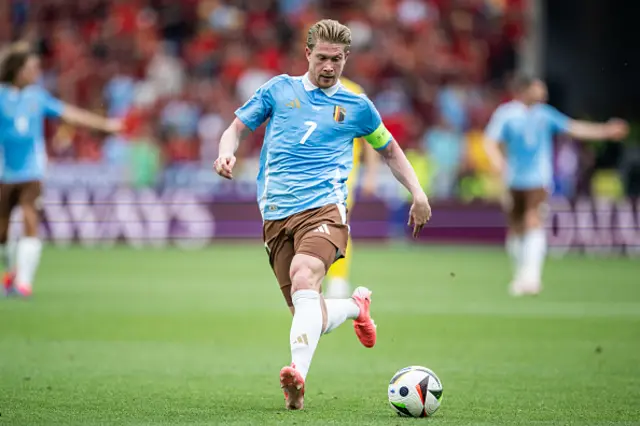 Kevin De Bruyne of Belgium controls the ball