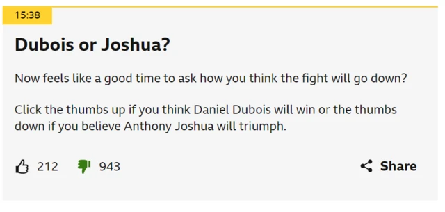 Daniel Dubois v Anthony Joshua vote