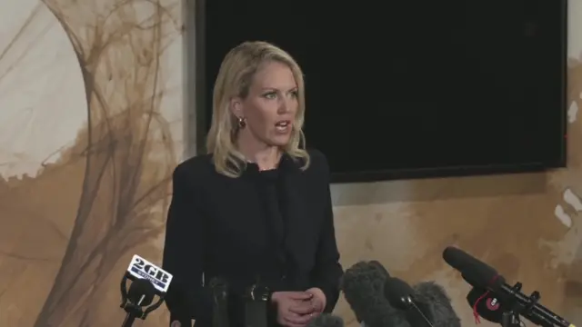 Assange's lawyer, Jen Robinson, speaking at the news conference