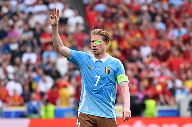 Kevin De Bruyne of Belgium prepares to take a free kick