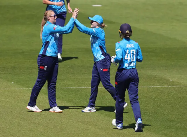 Sophie Ecclestone celebrates a wicket