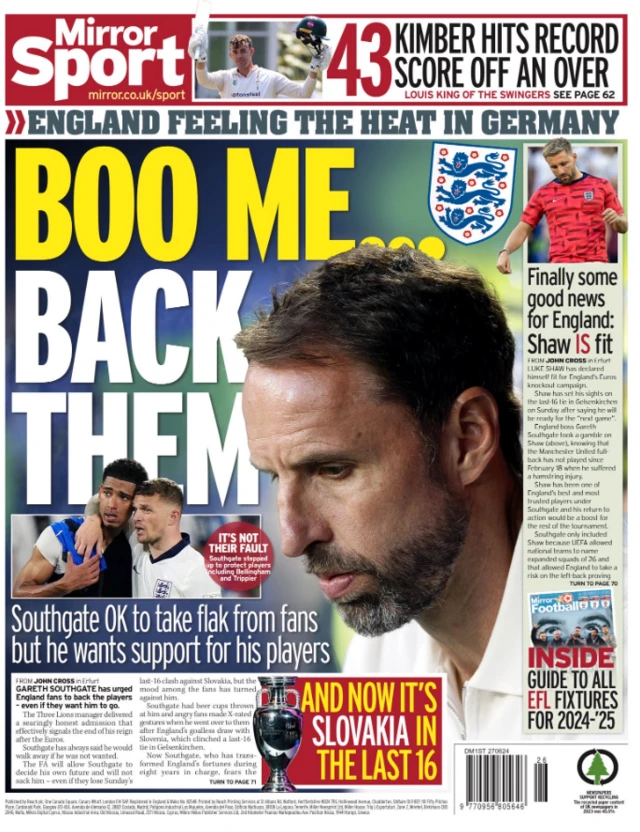 The Mirror back page