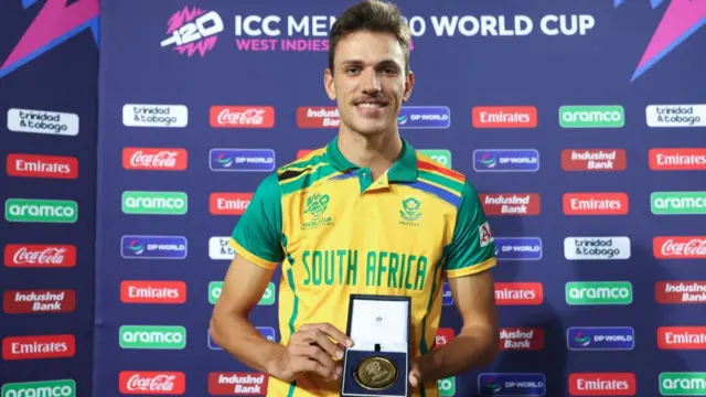 Marco Jansen with his player of the match award