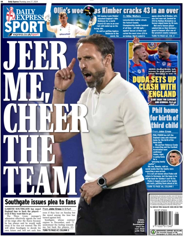 Daily Express backpage