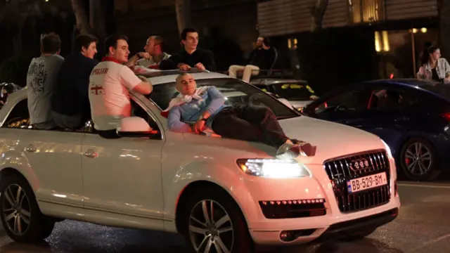 Georgia fans celebrate in Germany
