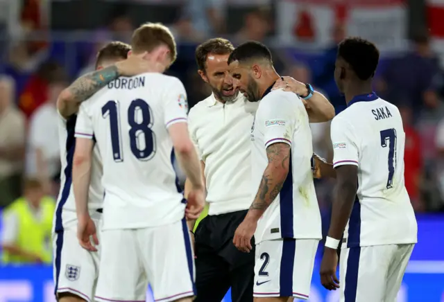 Gareth Southgate with his players