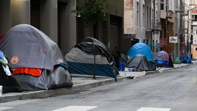 Tents of homeless people in San Fransisco