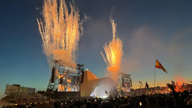 Fireworks over the Pyramid Stage