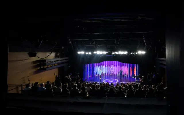 A wide shot of the BBC Question Time audience