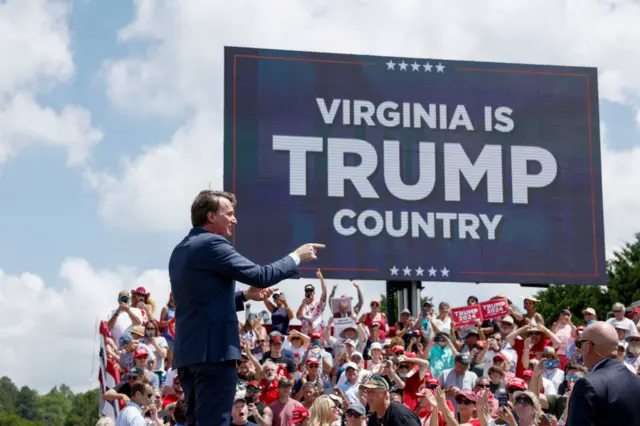 Virginia Governor Glenn Youngkin speaks at a Trump rally