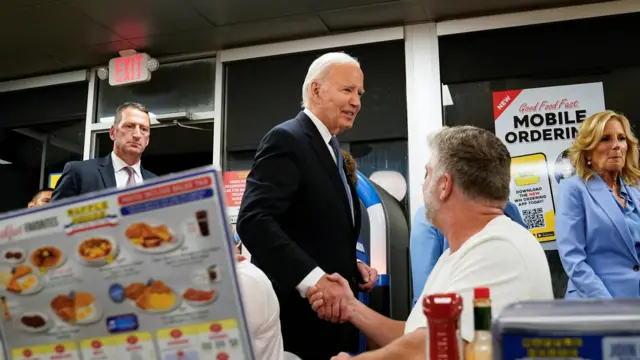 Joe Biden and his wife, Jill, in the waffle house in Marietta, Georgia