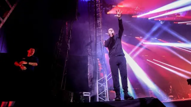 Mike Skinner from The Streets performing at Glastonbury in 2019