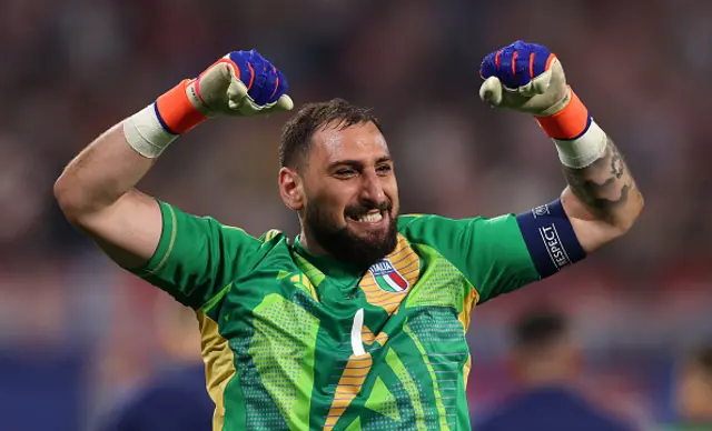 Gianluigi Donnarumma of Italy celebrates