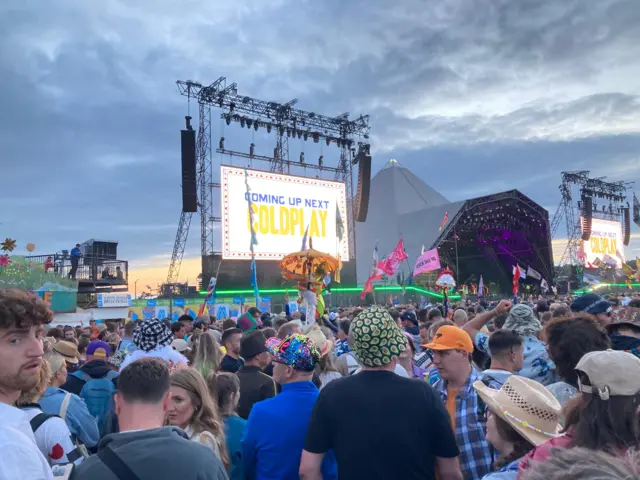 Crowds at Glastonbury gather for Coldplay