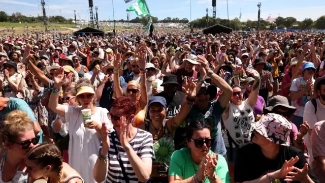 Festival-goers at Glastonbury